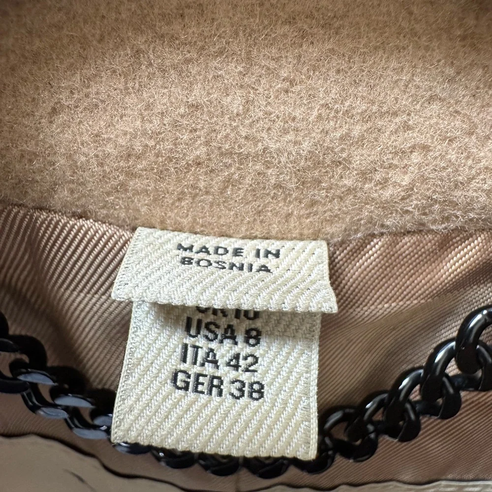 Burberry London Size US 8 Littleton Wool Cashmere Peplum Short Trench, Camel - Picture 6 of 15